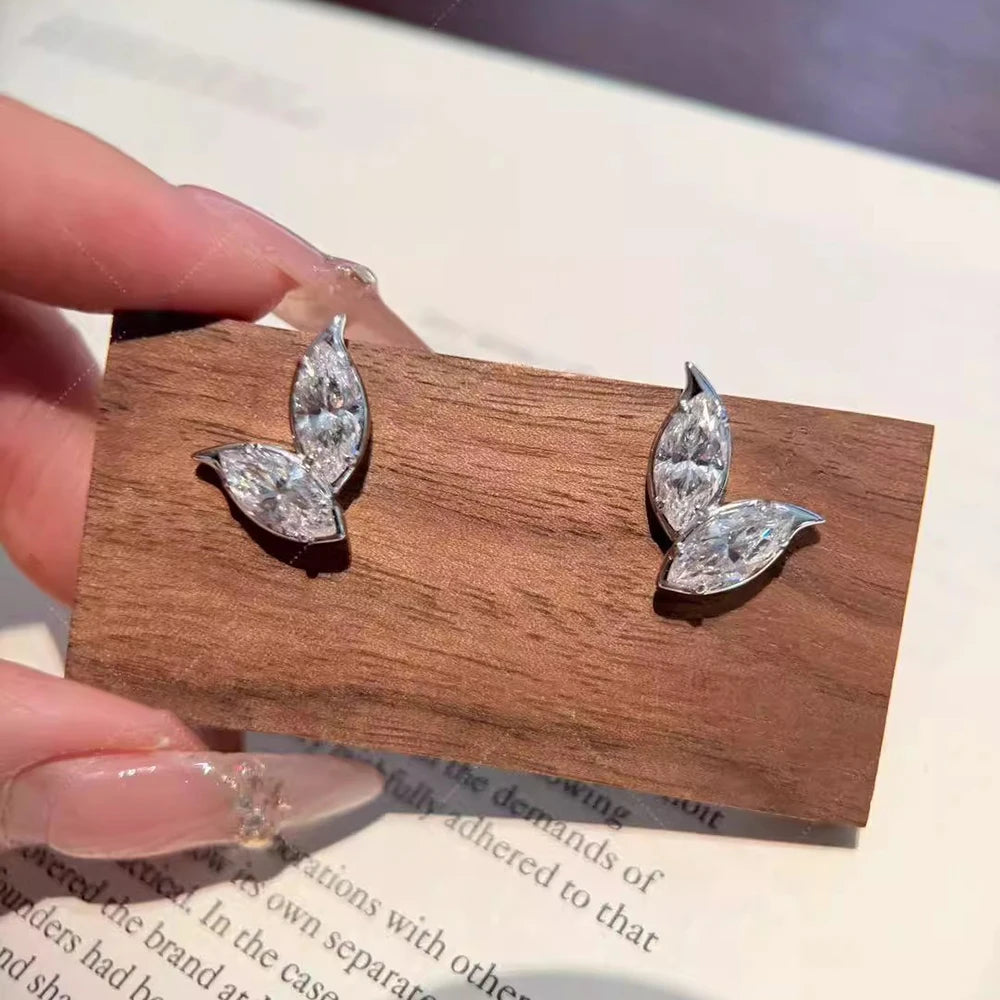 925 Sterling Silver Moissanite Marquise Stud Earrings for Women
