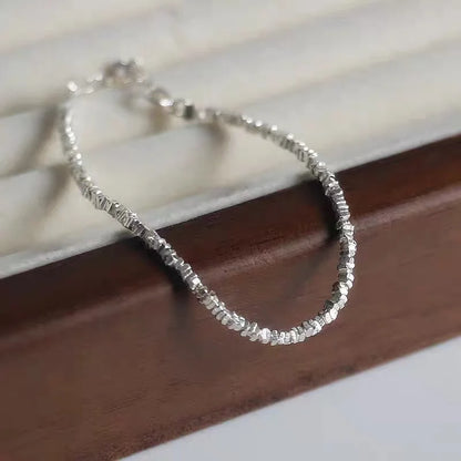 925 Sterling Silver Mini Beads Cuff Bracelet for Women and Men