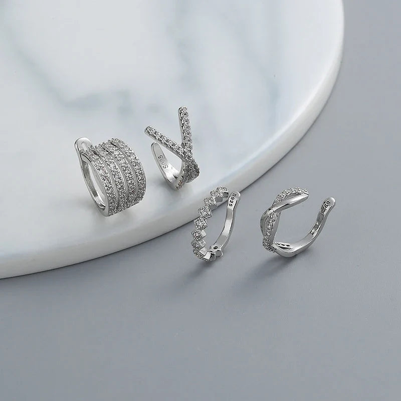 Zircon Cross Geometric Ear Cuff Clip for Women — No Piercing