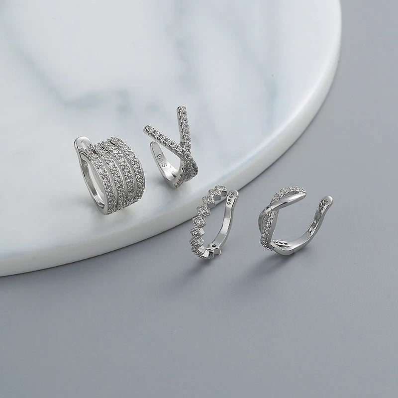 Zircon Cross Geometric Ear Cuff Clip for Women — No Piercing