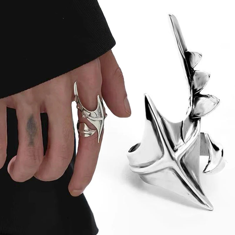 Cyberpunk Alien Open-Form Statement Ring