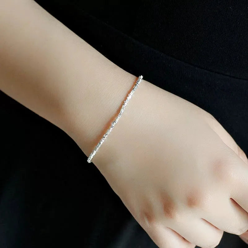 925 Sterling Silver Mini Beads Cuff Bracelet for Women and Men