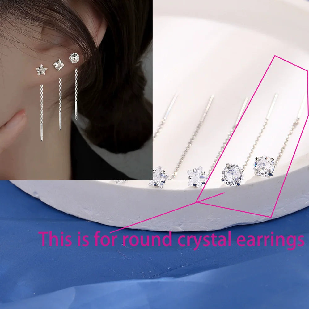 925 Sterling Silver Star Tassel Chain Earrings for Women