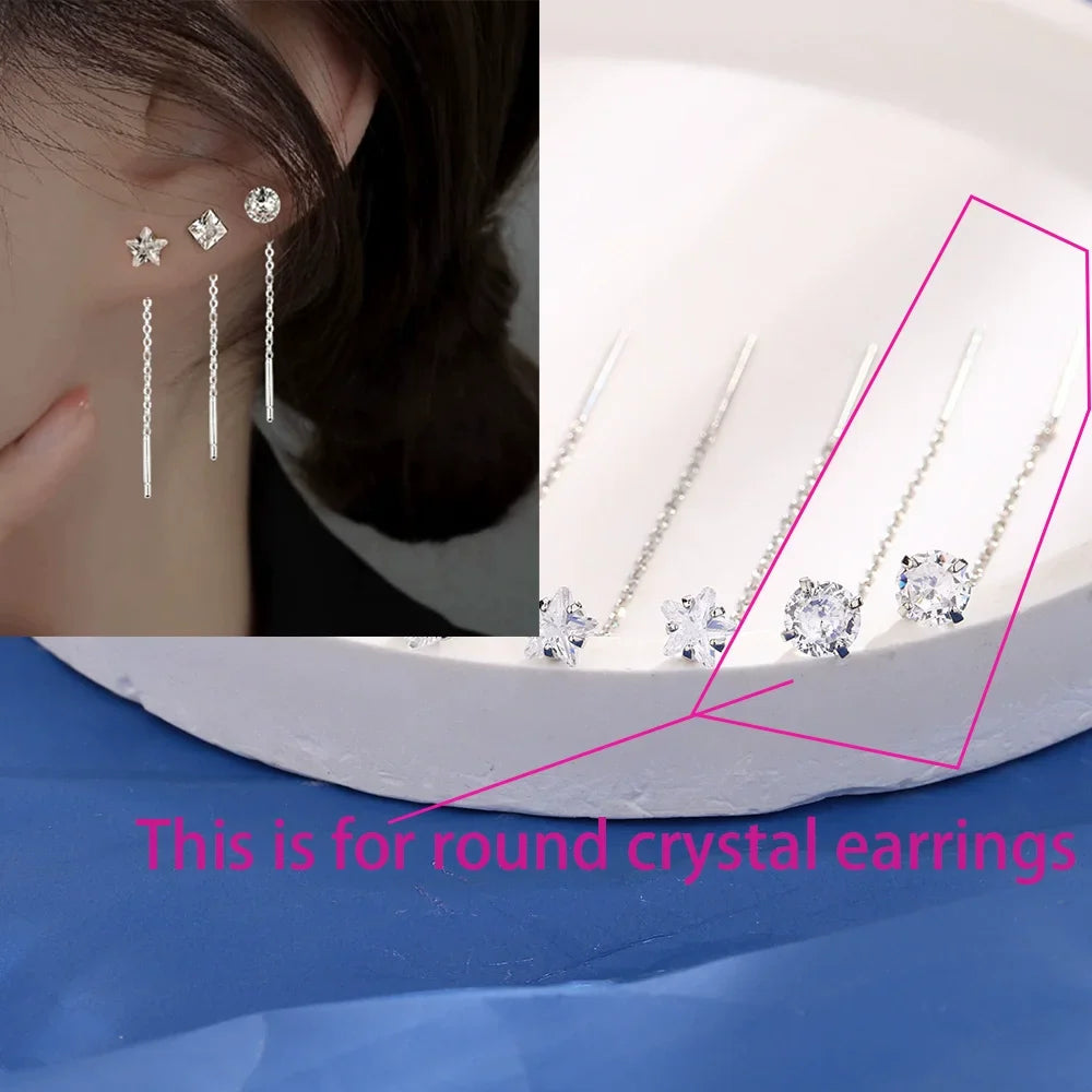 925 Sterling Silver Star Tassel Chain Earrings for Women