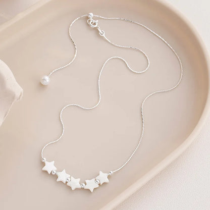 925 Sterling Silver Star Smile Dimple Pendant Necklace for Women
