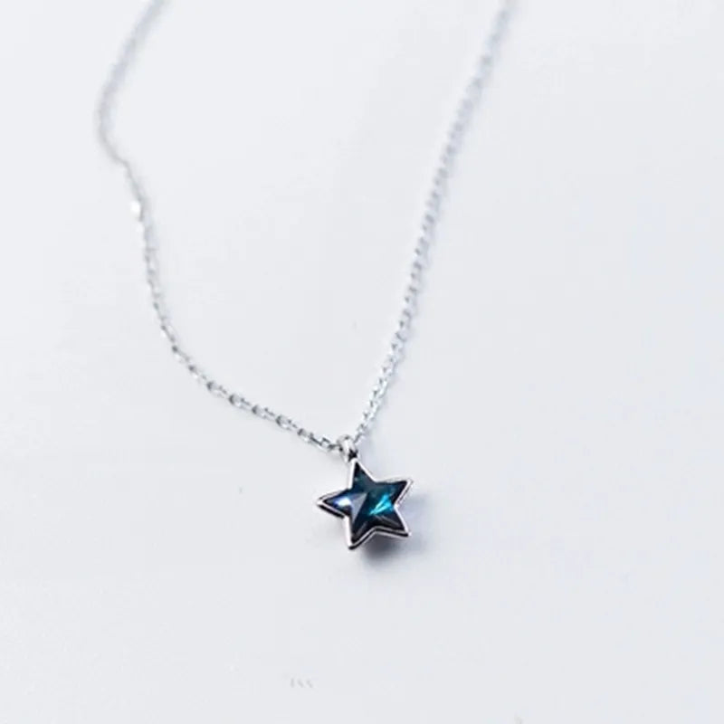 925 Sterling Silver Star Smile Dimple Pendant Necklace for Women