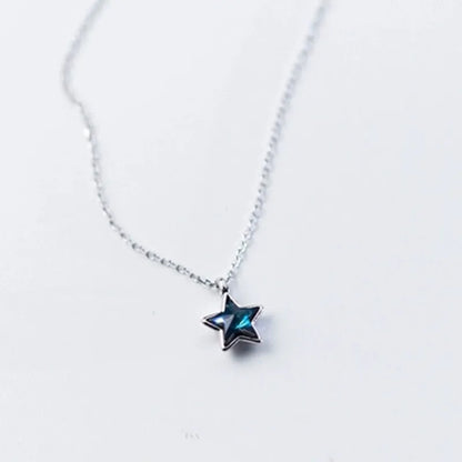 925 Sterling Silver Star Smile Dimple Pendant Necklace for Women