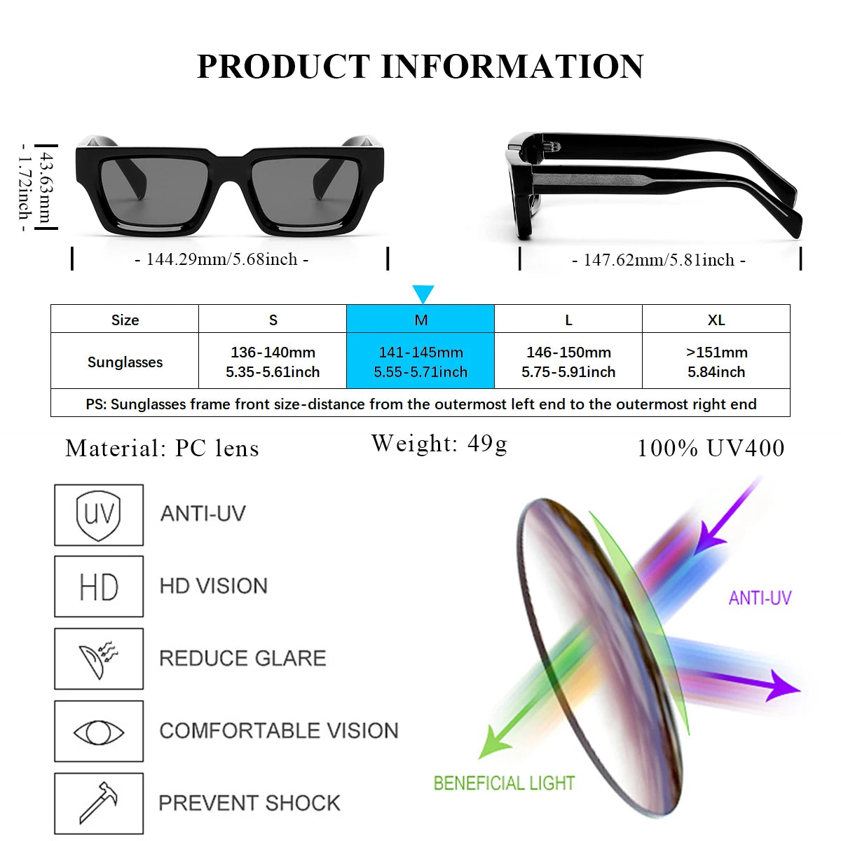 Men's Retro Square Polycarbonate Fashion Glasses