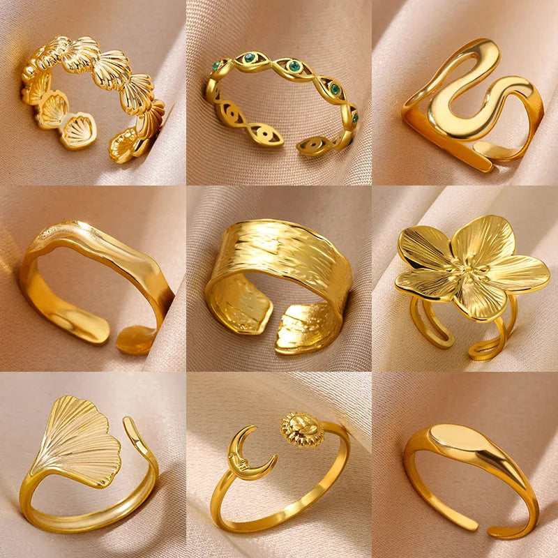 Minimalist Geometric Opening Ring for Women | 18K Gold Plated