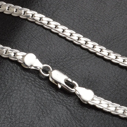 5mm Silver Twisted Flat Chain Necklace for Women and Men