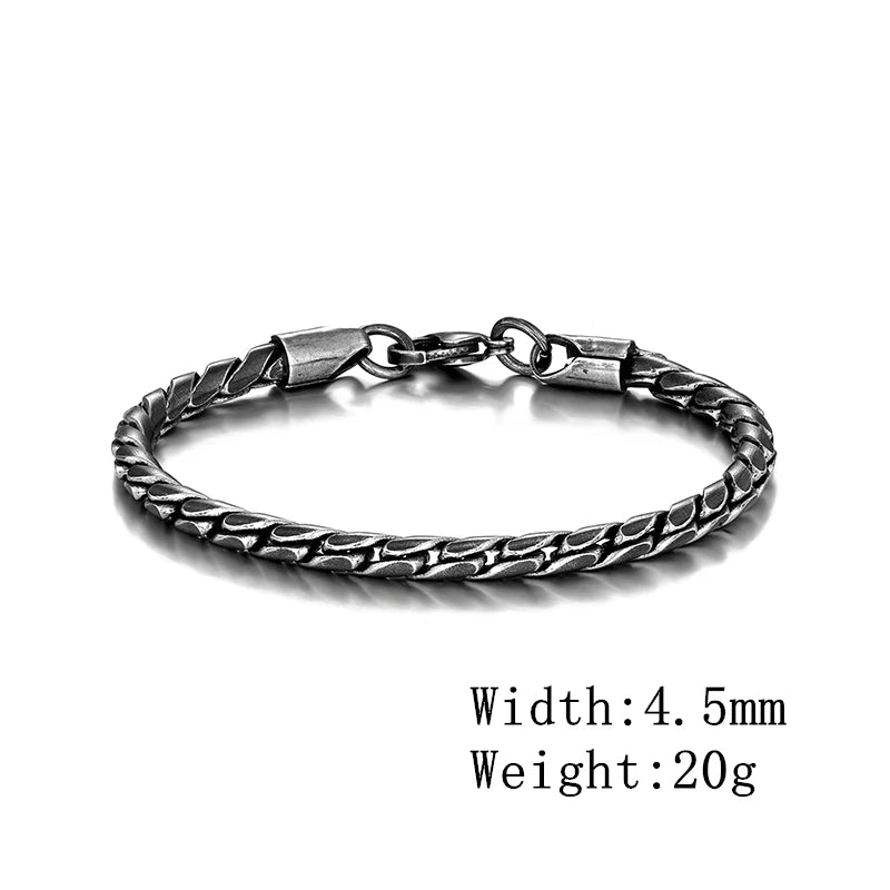 Men's Matte Black Stainless Steel Cable-Link Bracelet