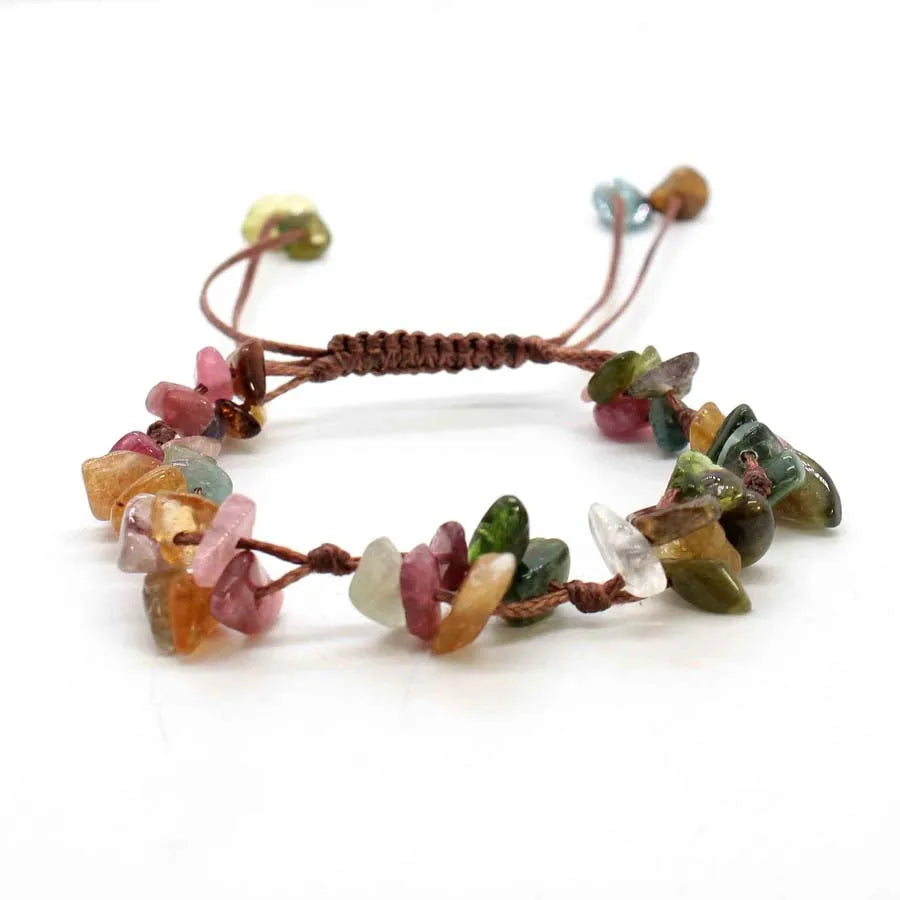 Macrame Crystal Chip Stone Braided Bracelet for Women | Adjustable