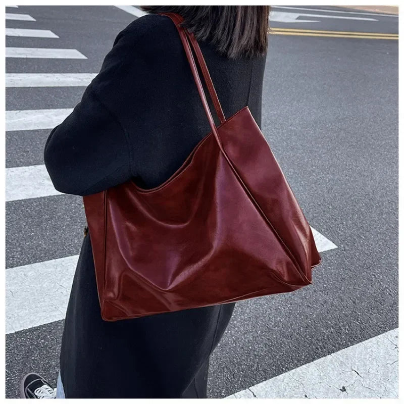 Soft PU Leather Shoulder Tote Bag