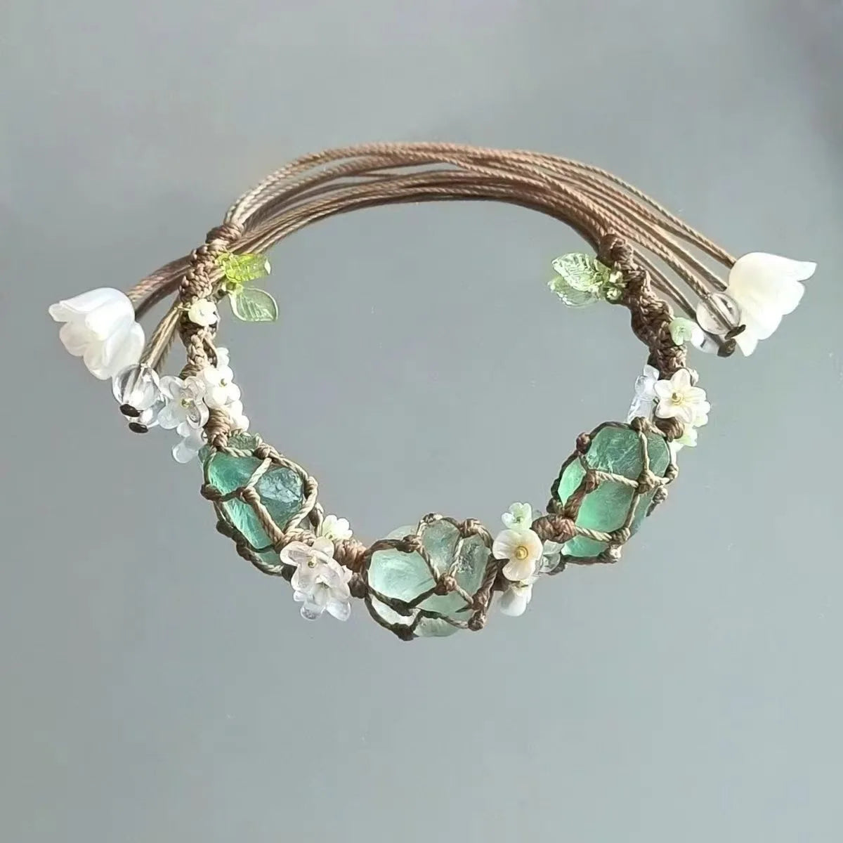 Handwoven Pebble Wreath Crystal Bracelet for Women | Best Friend Gift