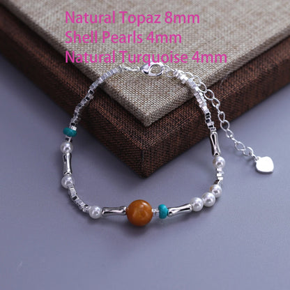 925 Sterling Silver Butterfly Bead String Bracelet for Women