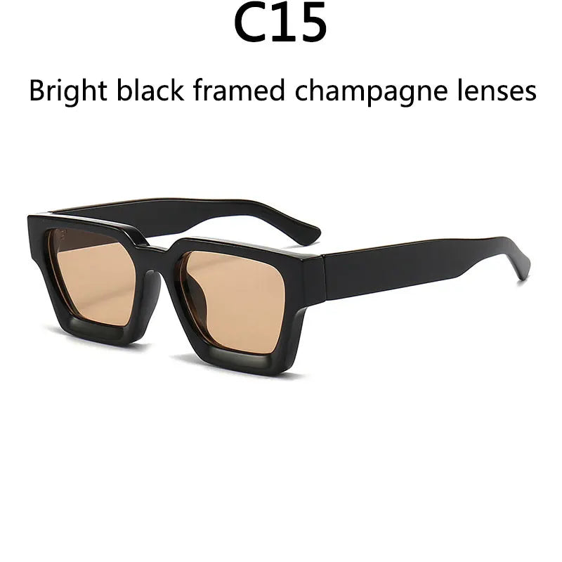 Men's Vintage Square Resin-Lens Sunglasses