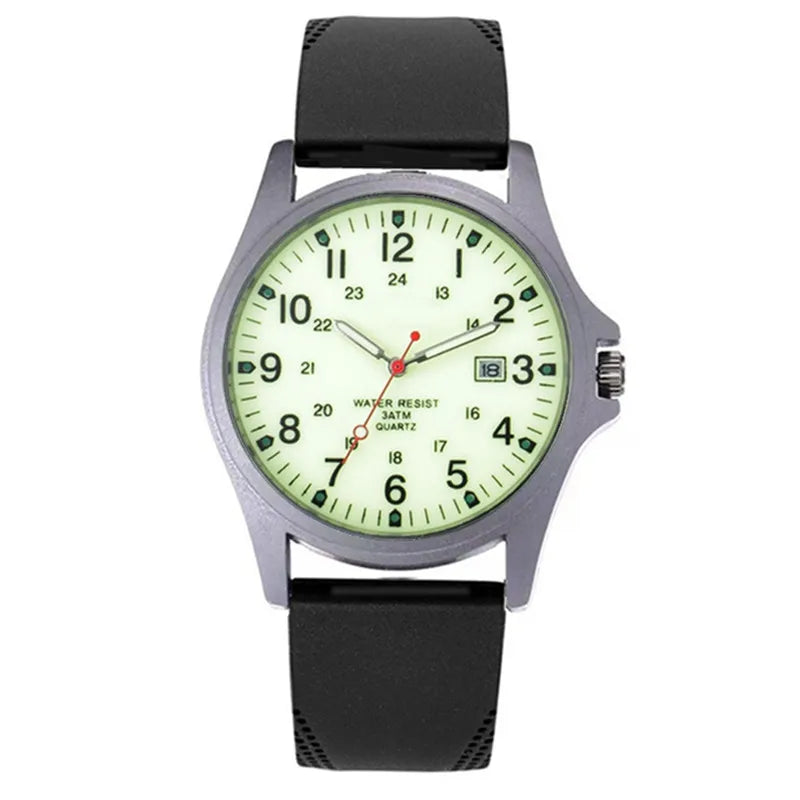 Men's Arabic Dial Quartz Watch with Silicone Strap
