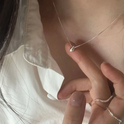 925 Sterling Silver Bead Geometric Pendant Choker Necklace for Women