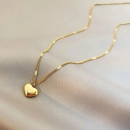 Gold Heart Pendant Chain Necklace for Women