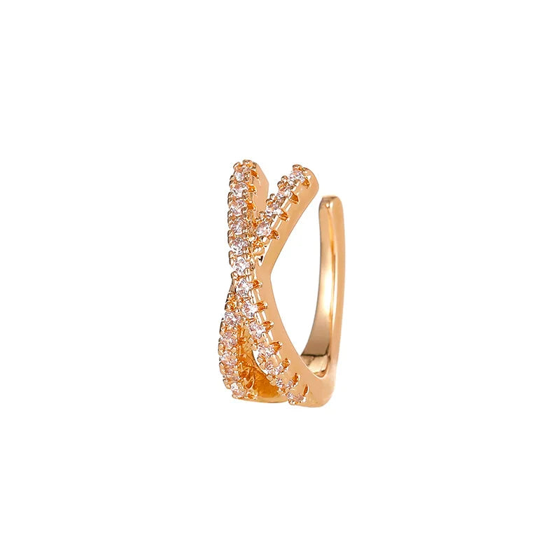 Zircon Cross Geometric Ear Cuff Clip for Women — No Piercing