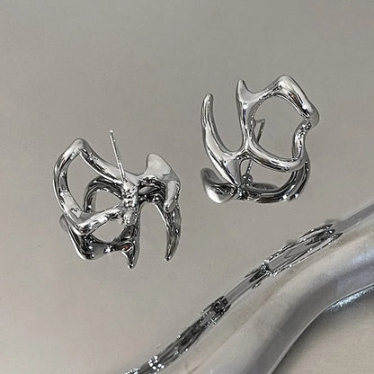 Y2K Irregular Liquid Clip Earrings for Women