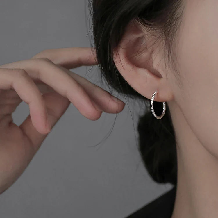 Silver Geometric Minimalist Hoop Earrings for Women