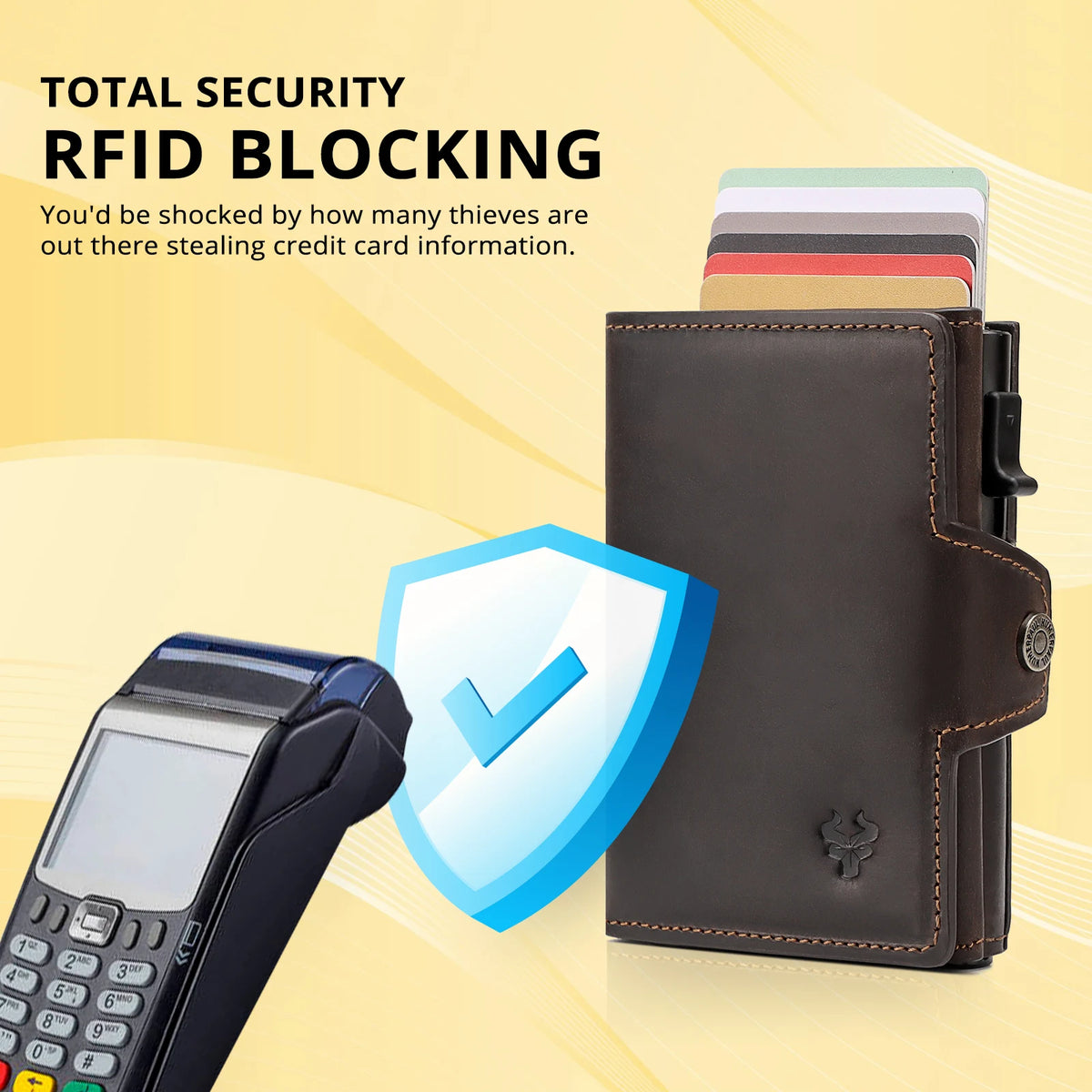 Smart Pop-Up | PU Leather Men's Wallet | RFID Blocking Slim Card Case with Zip Coin Pocket
