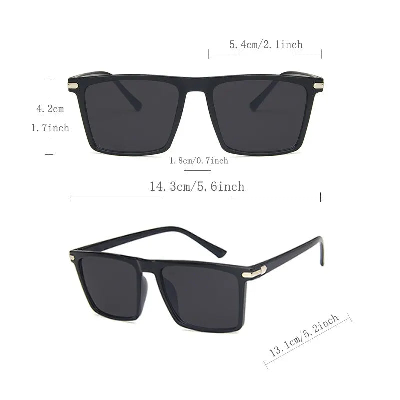 Men's Oversized Flat-Top Rectangle Sunglasses