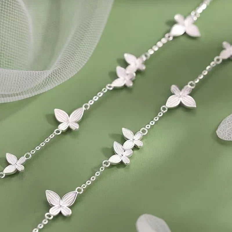 925 Sterling Silver Multiple Butterflies Charm Bracelet for Women