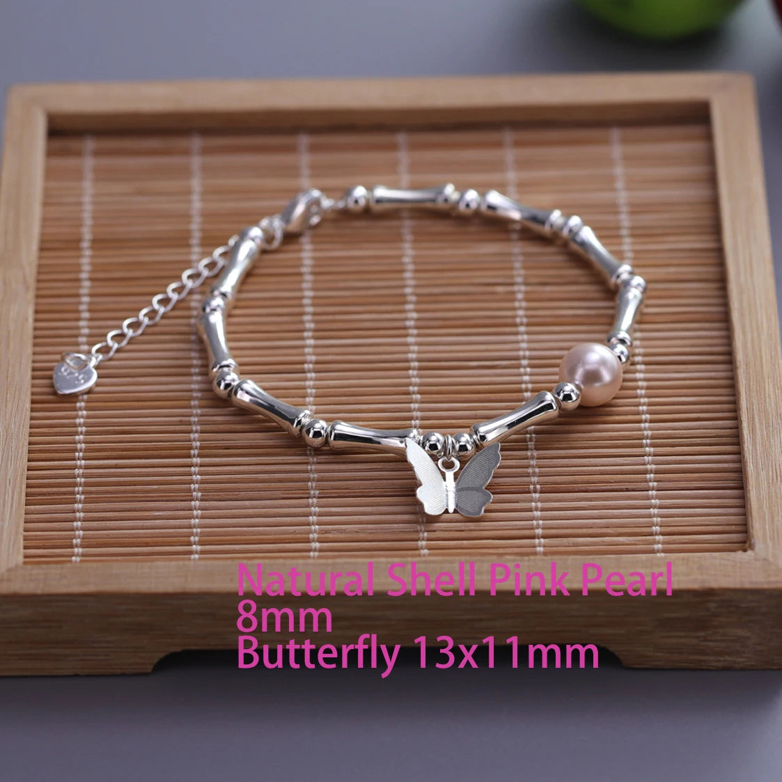 925 Sterling Silver Butterfly Bead String Bracelet for Women