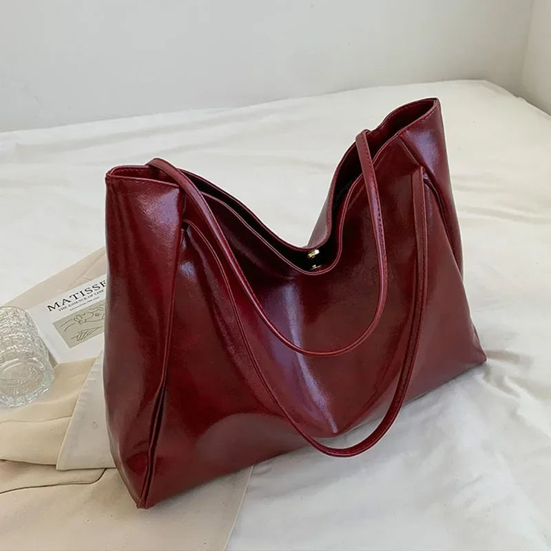 Soft PU Leather Shoulder Tote Bag
