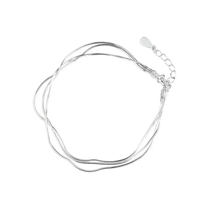 Simple Layer 925 Sterling Silver Bracelet for Women