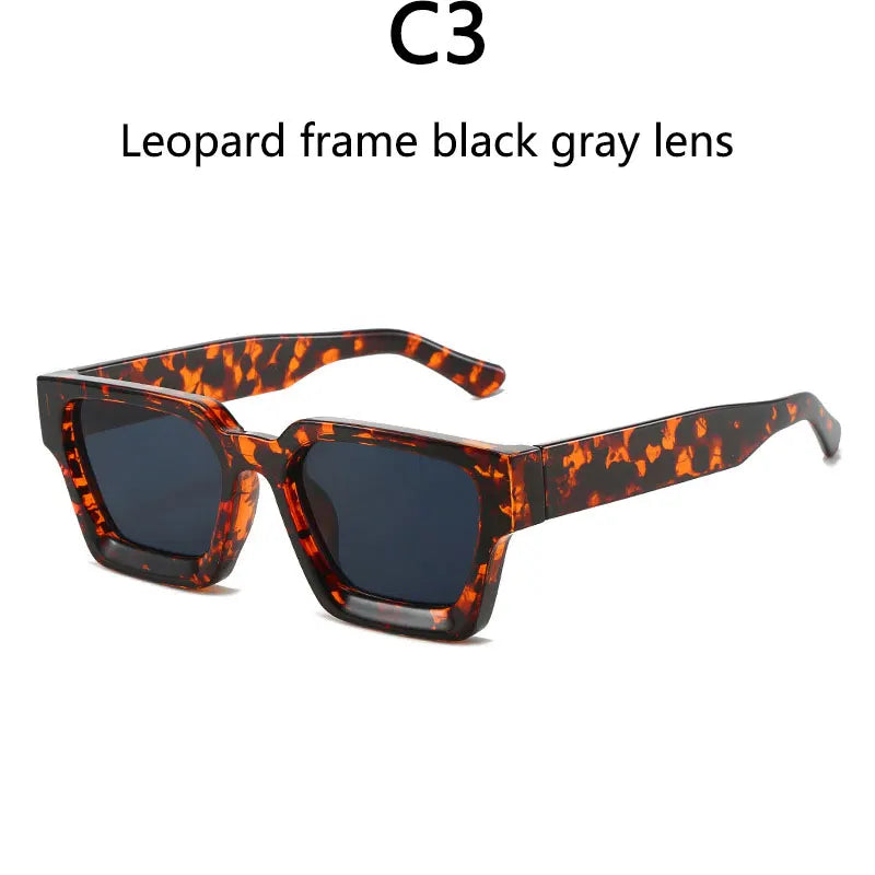 Men's Vintage Square Resin-Lens Sunglasses
