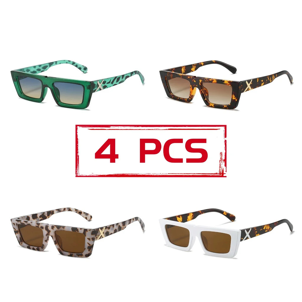 Retro Square Resin-Frame Fashion Sunglasses