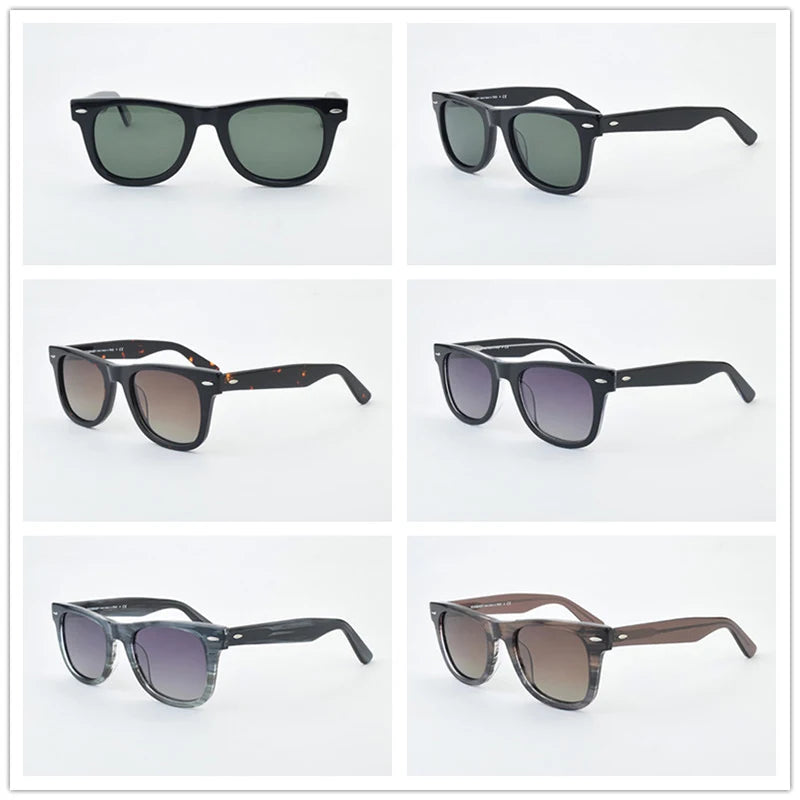 Unisex Vintage Square Resin-Frame Sunglasses