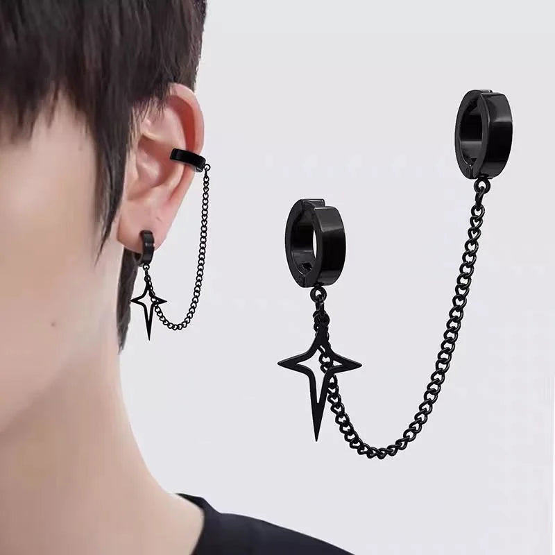 Star & Cross Stainless Steel Non-Piercing Ear Clip