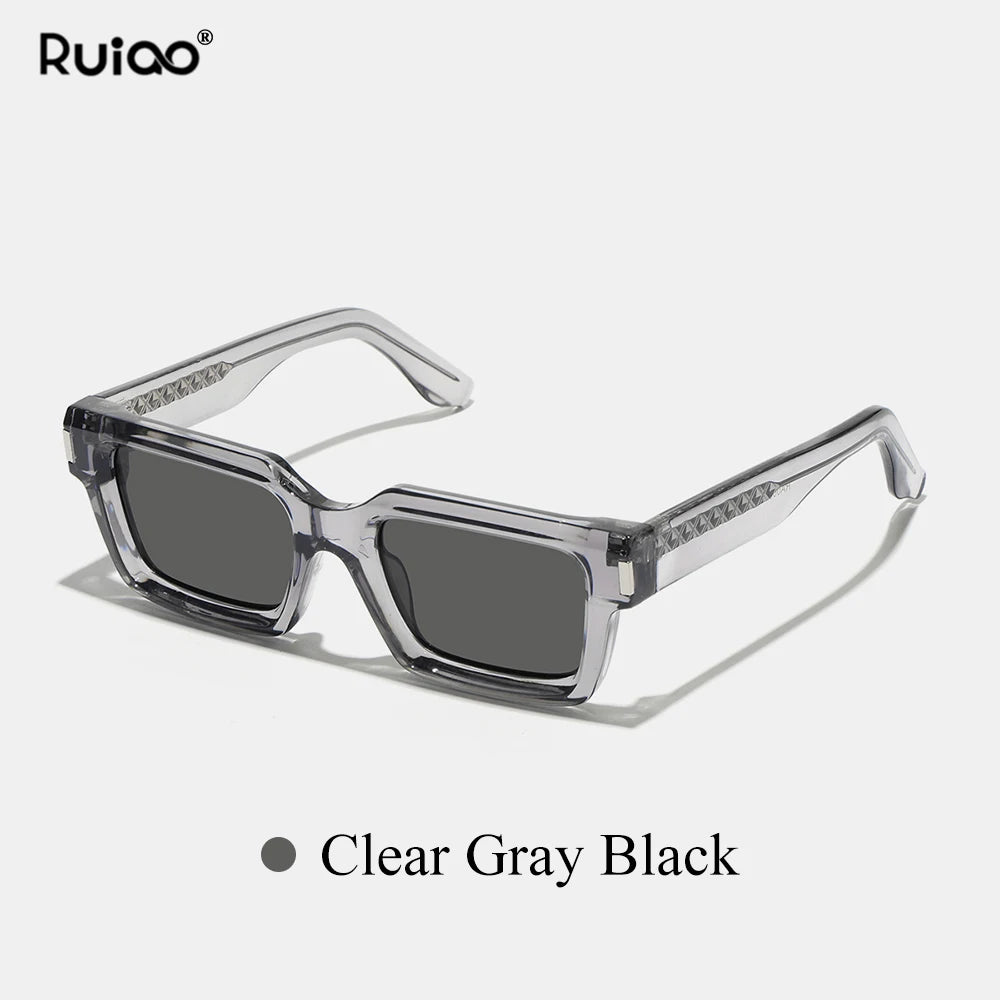 Retro Rectangle Polycarbonate Fashion Sunglasses