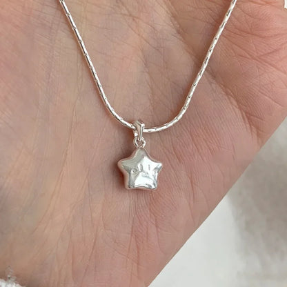 925 Sterling Silver Star Smile Dimple Pendant Necklace for Women