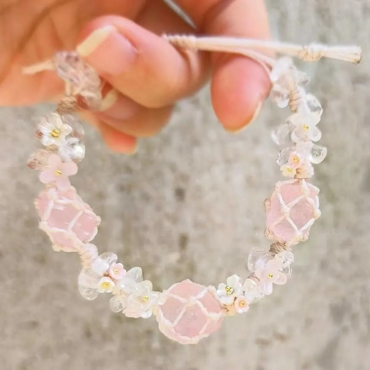 Handwoven Pebble Wreath Crystal Bracelet for Women | Best Friend Gift