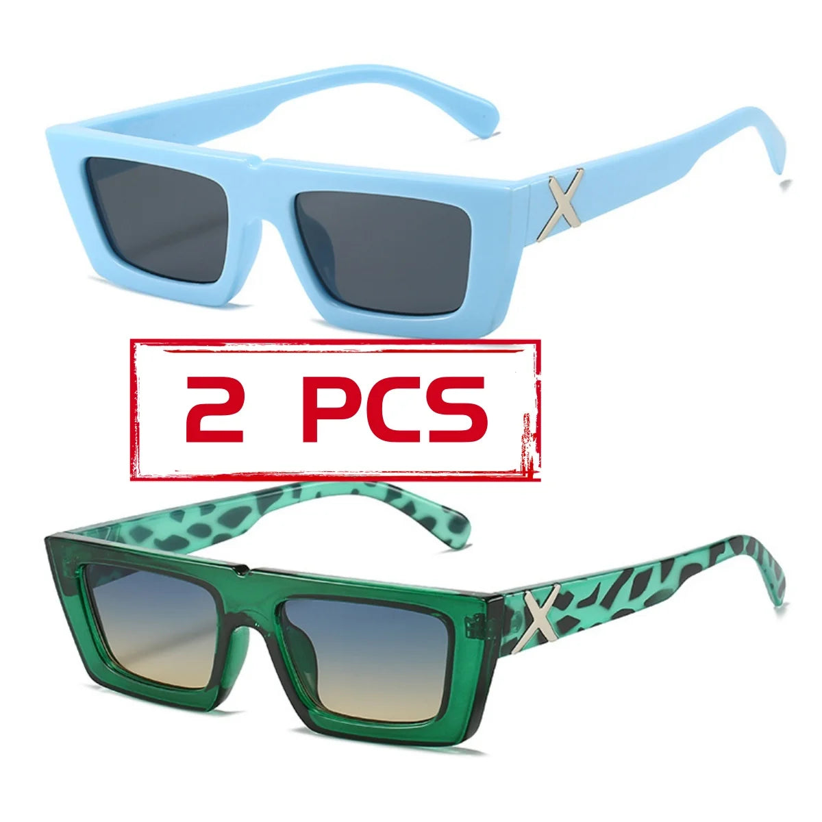 Retro Square Resin-Frame Fashion Sunglasses