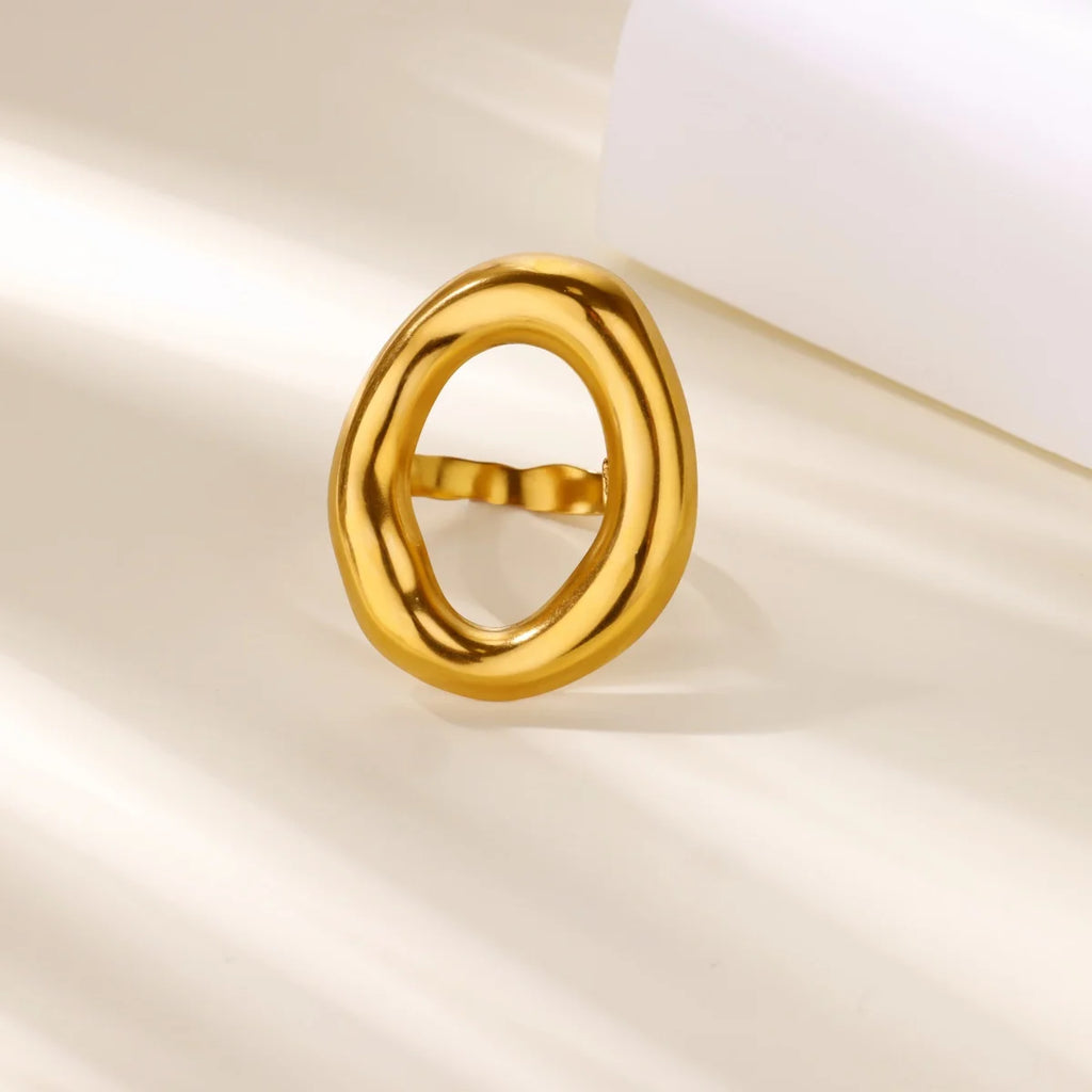 Delicate Flower Wide Band Ring for Women | 18K Gold Plated