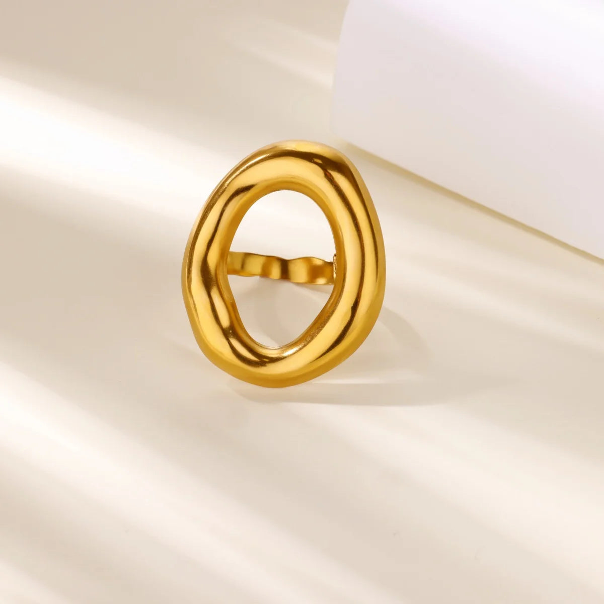 Delicate Flower Wide Band Ring for Women | 18K Gold Plated