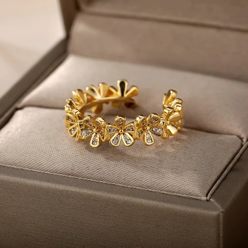Evil Eye Zircon Adjustable Ring for Women | Luxury 18K Gold Plated