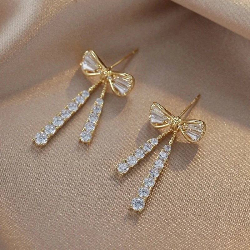 Bow Tie Tassel Drop Earrings for Women