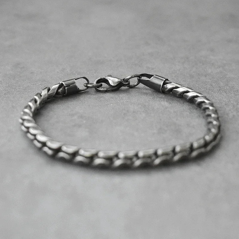 Vintage Twist-Link Stainless Steel Bracelet