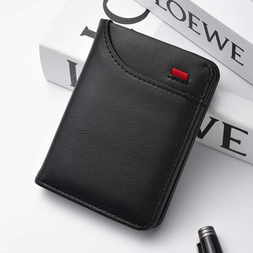 Ultra-Thin Mini PU Leather Men's Wallet | Slim Vertical Card Holder Short Purse