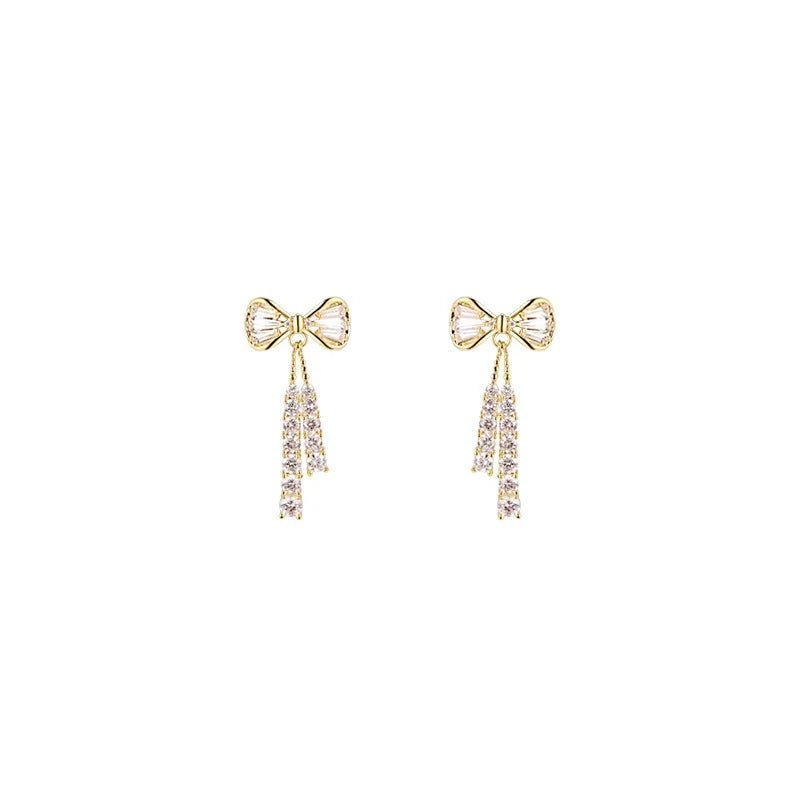 Bow Tie Tassel Drop Earrings for Women