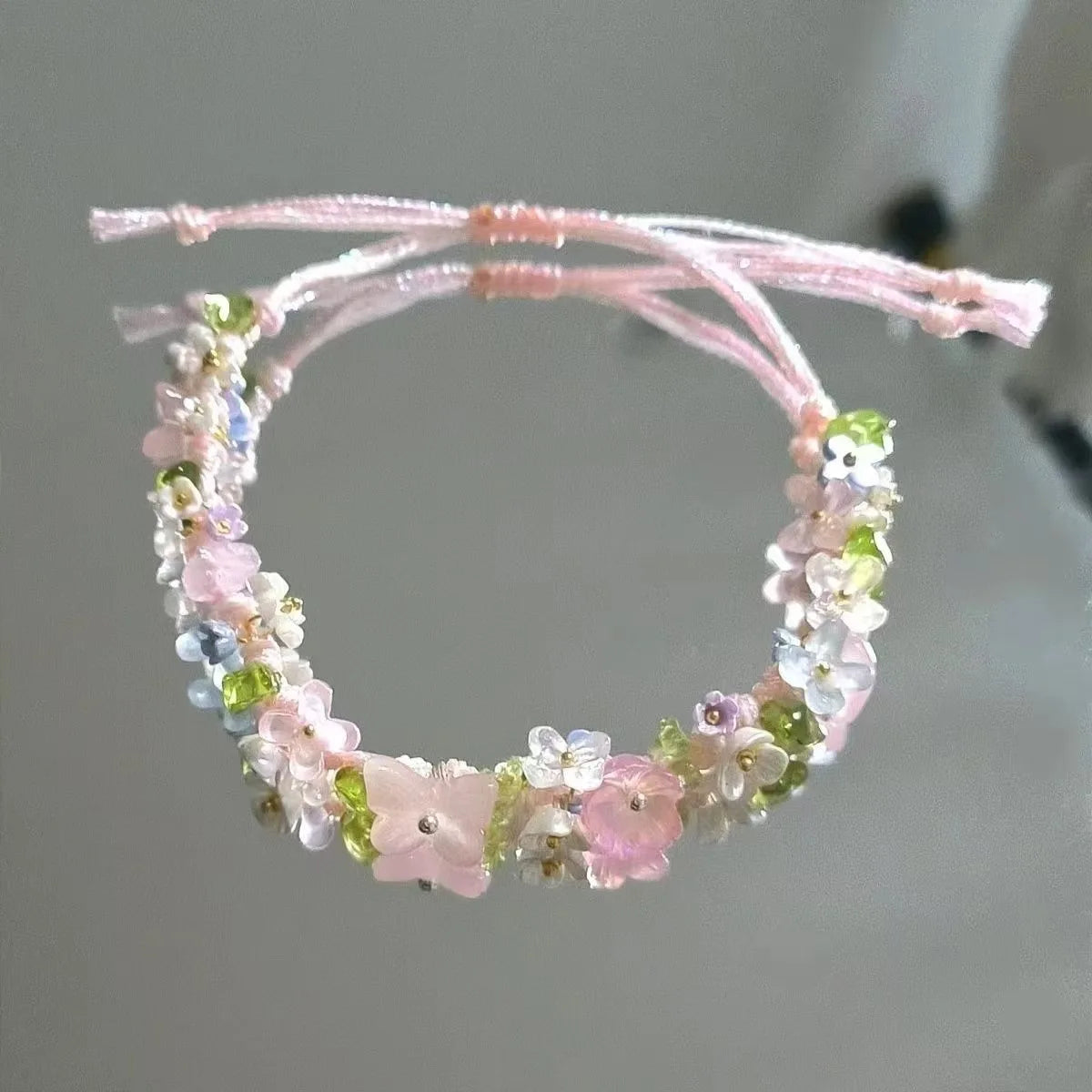 Handwoven Pebble Wreath Crystal Bracelet for Women | Best Friend Gift