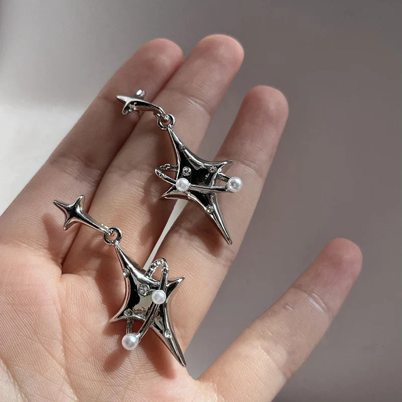 Y2K Star Crystal Drop Dangle Earrings for Women