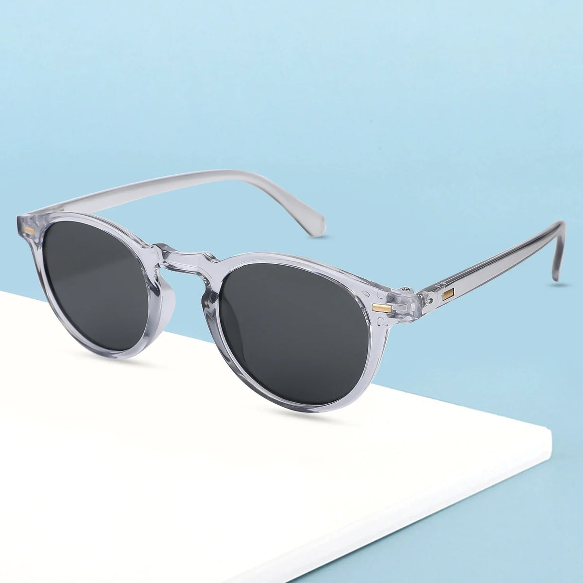 Retro Round Alloy-Frame Fashion Glasses